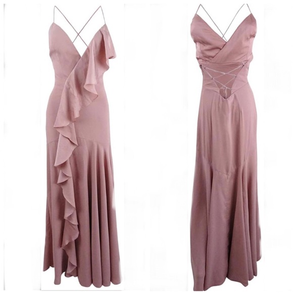 Fame And Partners Asymmetric Ruffle Dress